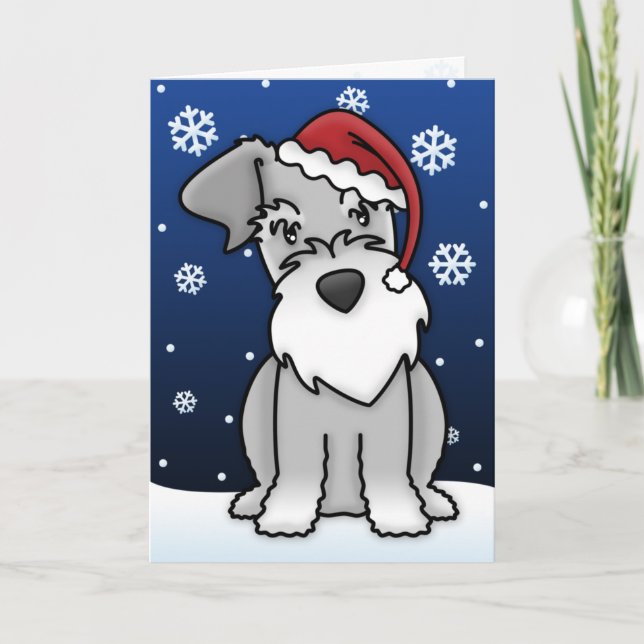 Cartão de Natal Kawaii Schnauzer (Frente)