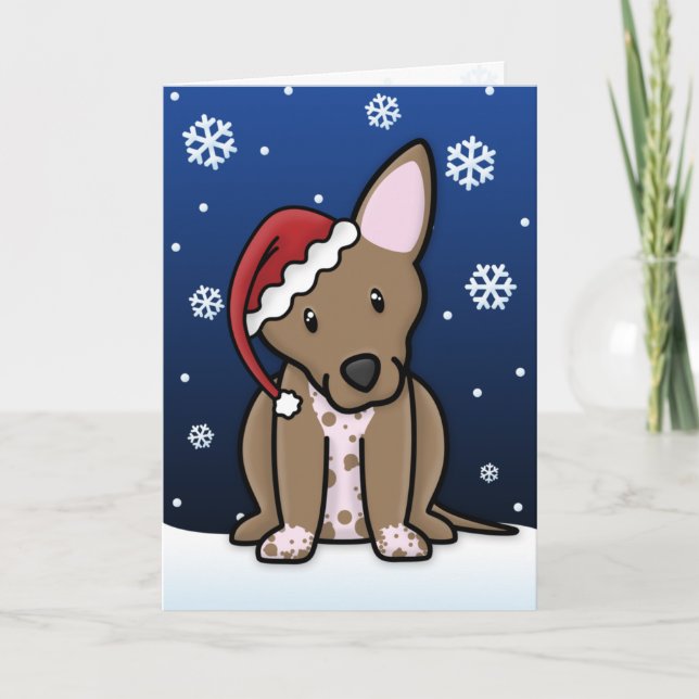Cartão de Natal Kawaii Xoloitzcuintli (Frente)