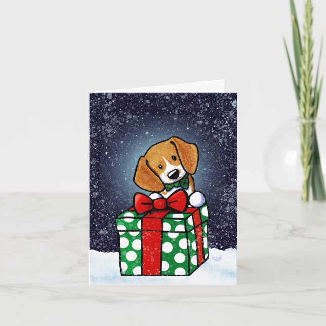 Cartão de Natal KiniArt Beagle (Frente)