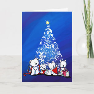 Cartão de Natal KiniArt Westie Terriers