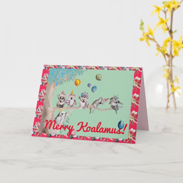 Cartão de Natal Koala Feliz Koalamus Childs Card (Flor Amarela)