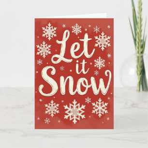 Cartão de Natal Let It Snow com Floco de Neve e Br