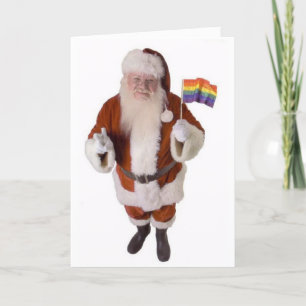 Cartão de Natal LGBT de Papais noeis e Sinalizador