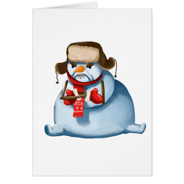 Cartão de Natal louco do boneco de neve (Frente)