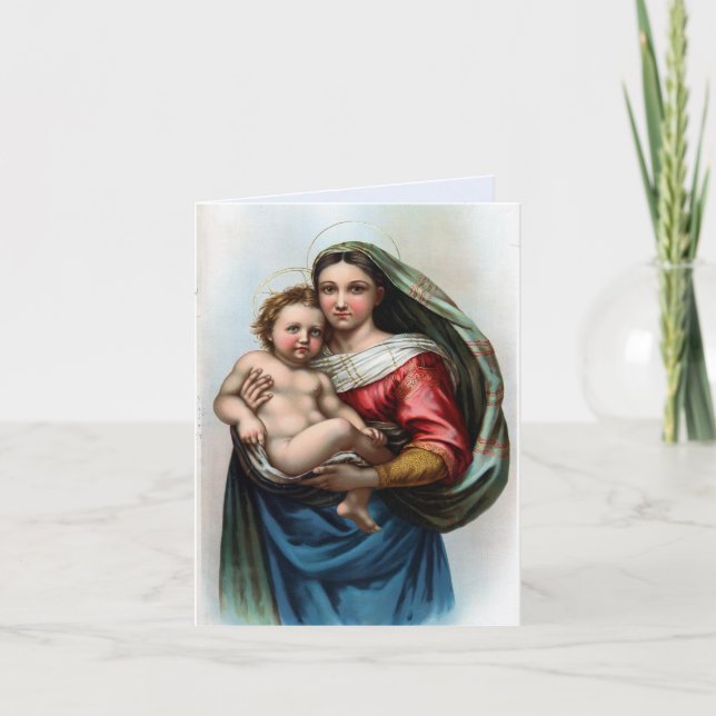 Cartão de Natal Madonna de Raphael (Frente)