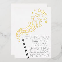 Cartão de Natal mágico com folha de ouro