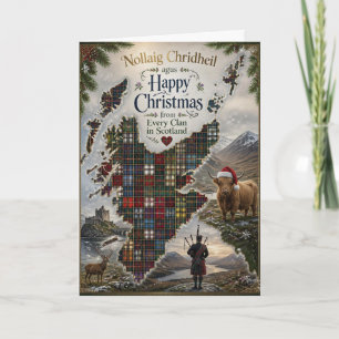 Cartão de Natal Mapa da Escócia em Tartan