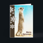 Cartão de Natal Meerkat<br><div class="desc">Este charmoso critério é reproduzido a partir de uma ilustração original em acrílico e aquarela... um legal cartão de Natal para qualquer fã de vida selvagem ou meerkat!</div>