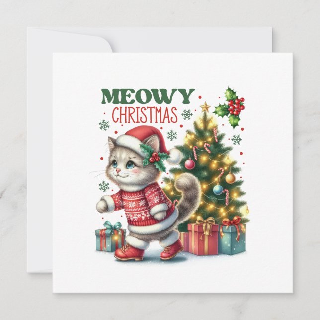 Cartão de Natal Meowy  (Frente)