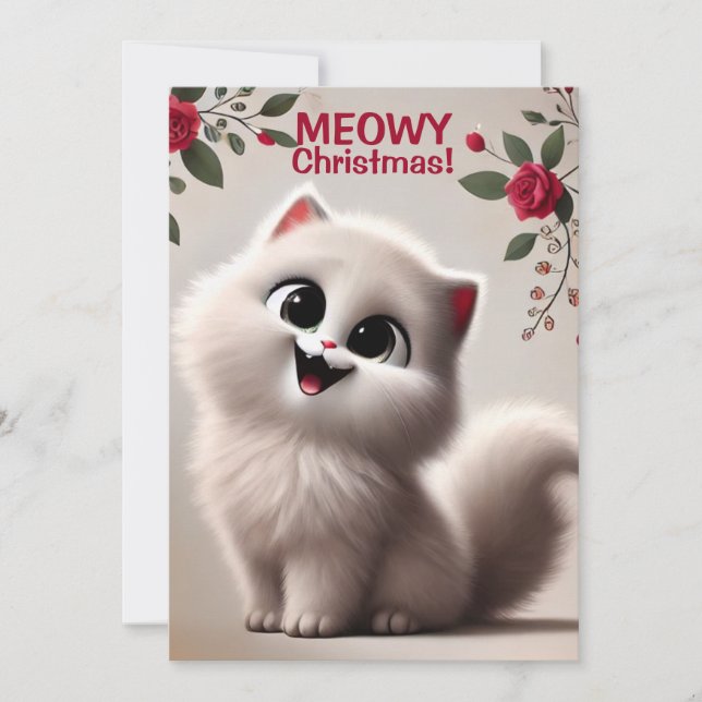 Cartão de Natal Meowy (Frente)