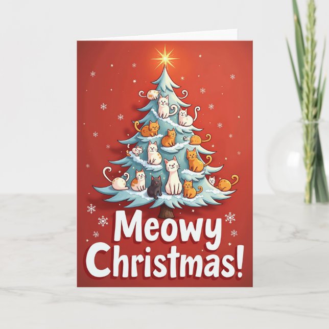 Cartão de Natal Meowy Cats (Frente)