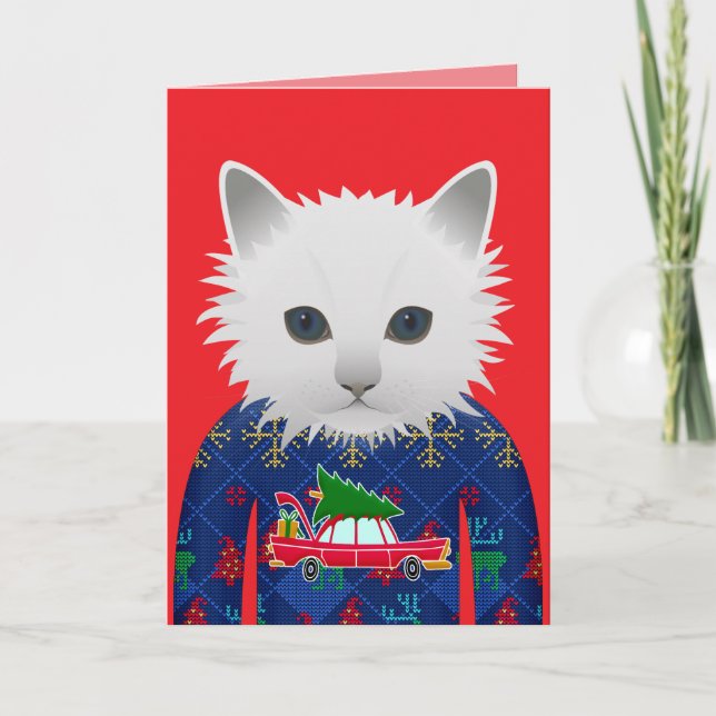CARTÃO DE NATAL MEOWY GATO ENGRAÇADO (Frente)