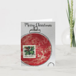 Cartão de Natal Merry - ornamento desenhado à mão 