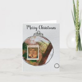 Cartão de Natal Merry - ornamento desenhado à mão 
