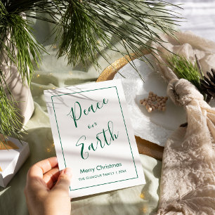 Cartão de Natal Minimal Paz Verde na Terra