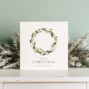 Cartão de Natal minimalista com Greenery Wreath