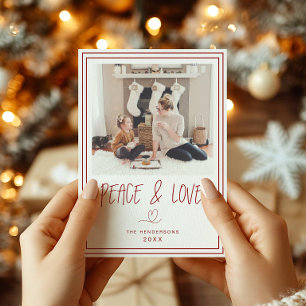 Cartão de Natal Minimalista de Paz e Amor