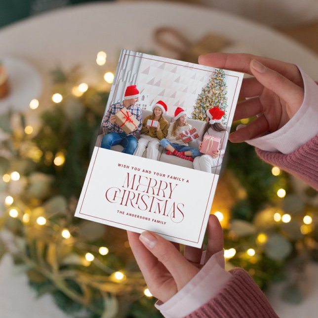 Cartão de Natal Mínimo de Feliz Foto Personalizado (Criador carregado)