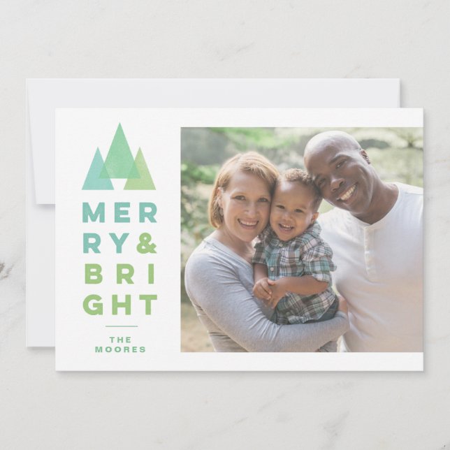 Cartão de Natal Mínimo de Férias Geo Trees Moderno (Frente)