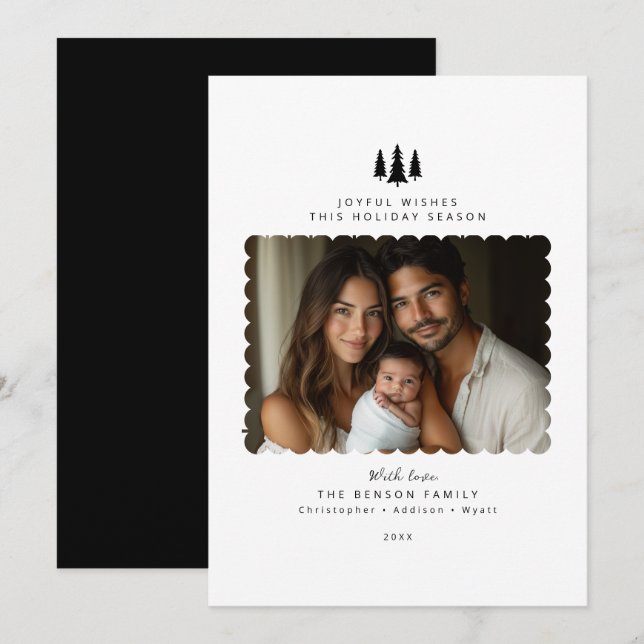 Cartão de Natal Mínimo de Fotografia Moderno e Bra (Frente/Verso)