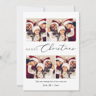 Cartão de Natal Mínimo E Feliz Com 5 Fotos