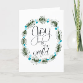 Cartão de Natal Mirtilos Azuis Alegria ao Mundo