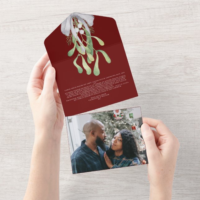 Cartão de Natal Mistletoe Elegante (Aba destacável)