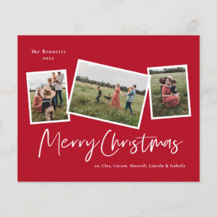 Cartão de Natal Moderno com 3 Fotos