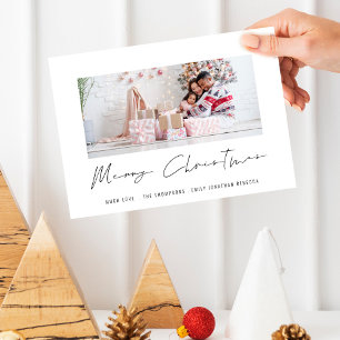 Cartão de Natal Moderno com Foto e Letra Estilosa