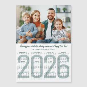 Cartão de Natal Moderno Cor Personalizada Calendár
