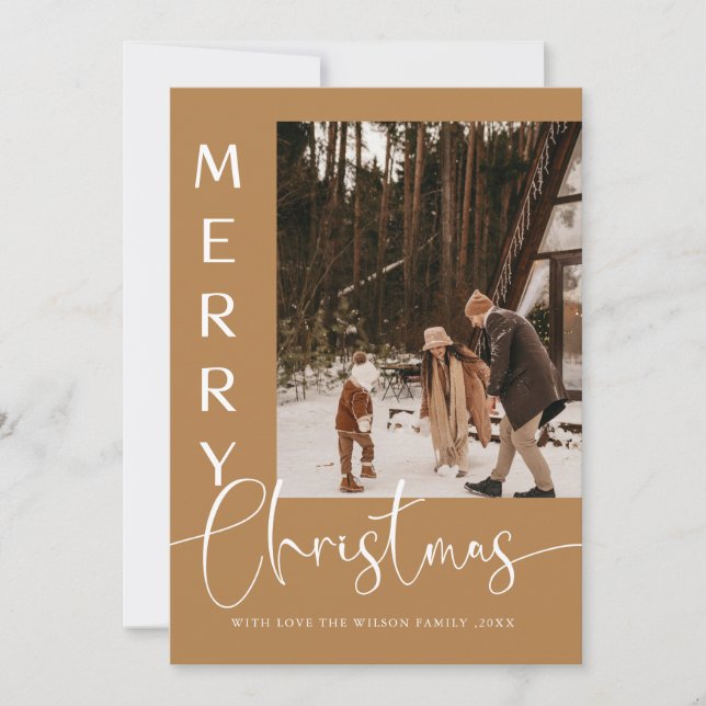 Cartão de Natal Moderno de Férias com Foto na Moda (Frente)