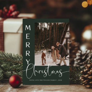 Cartão de Natal Moderno de Férias com Foto na Moda