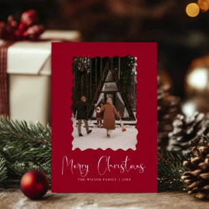 Cartão de Natal Moderno de Férias com Foto na Moda