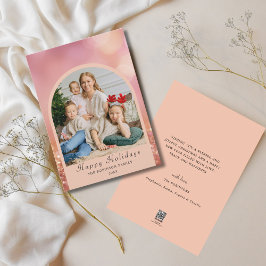 Cartão de Natal Moderno de Foto Rosa com Blush de