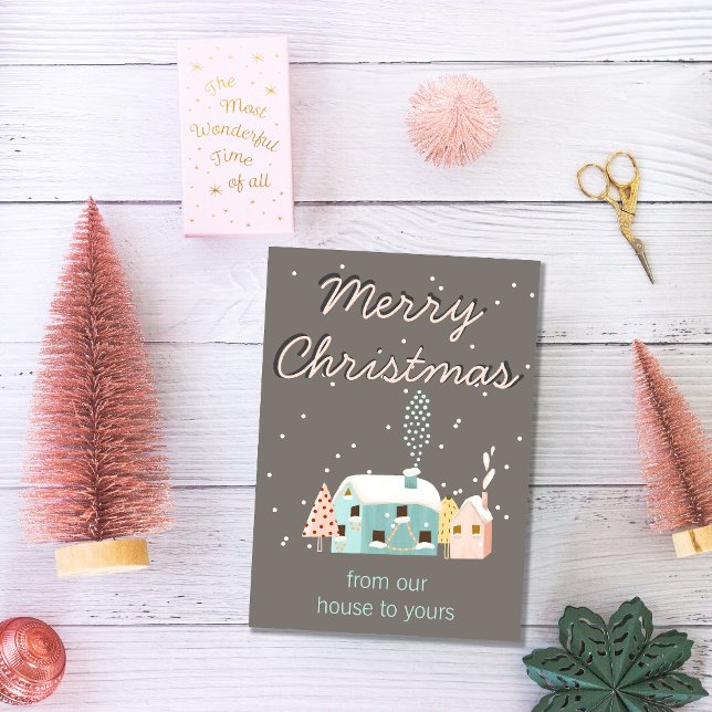 Cartão de Natal moderno de nossa casa para a sua (Criador carregado)