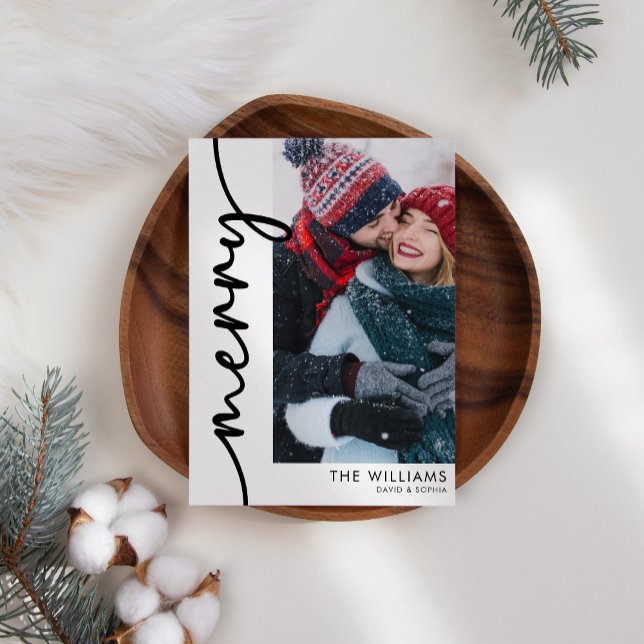 Cartão de Natal Moderno de Script de Feriado Simpl (Criador carregado)