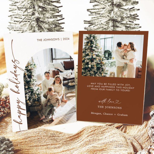 Cartão de Natal Moderno Feliz Férias com Foto (Criador carregado)