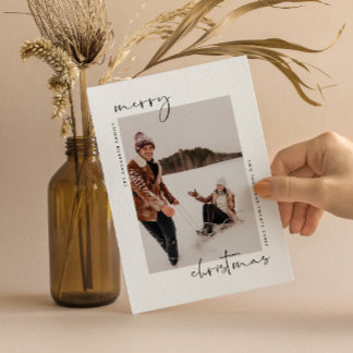 Cartão de Natal Moderno Minimalista com Foto