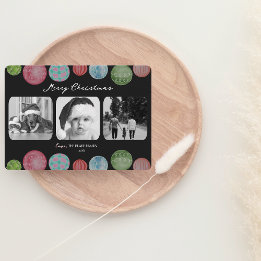 Cartão de Natal Moderno | Triplo-Foto do Ornamento