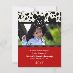 Cartão de Natal Monograma de Desejos Ocidentais