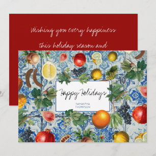 Cartão de Natal Mosaico Azul-Fruta do Mediterrân