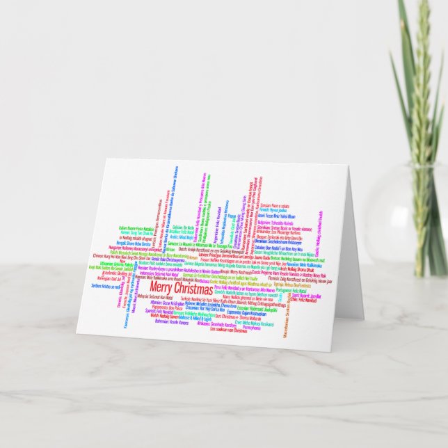 Cartão de Natal multilingue do Feliz Natal (Frente)