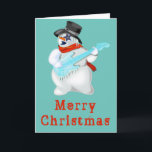 Cartão de Natal Musical Snowman<br><div class="desc">Homem de Neve Musical com Cartões de Natal - Pintura MIGNED - Feliz Natal - Personalizável</div>