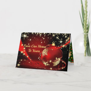 Cartão de Natal na família vermelha Foto do seu te