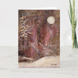 Cartão de Natal nevado da noite do inverno