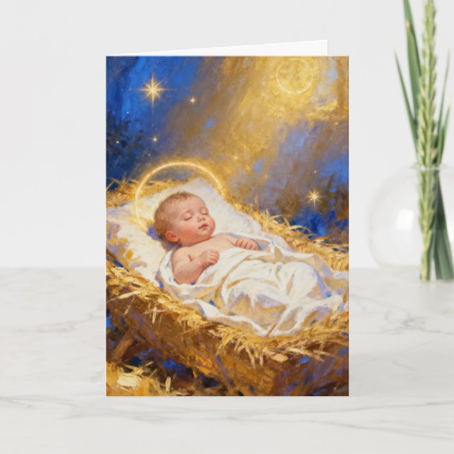 Cartão de Natal Noite Santa Radiante (Frente)