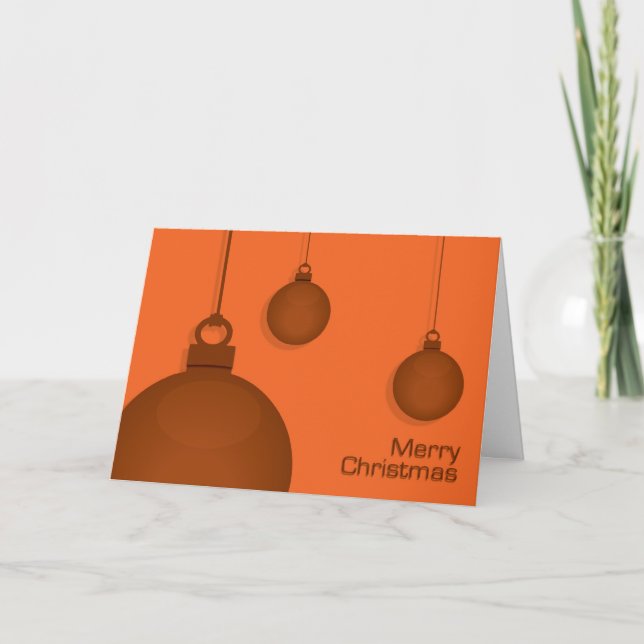 Cartão de Natal Orange Baubles (Frente)