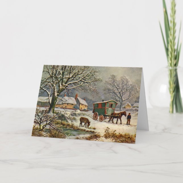 Cartão de Natal ou de Feriado Antiquado para Tuck  (Frente)