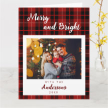 Cartão de Natal padrão vermelho verificado