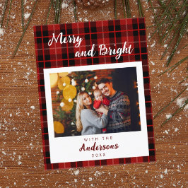 Cartão de Natal padrão vermelho verificado